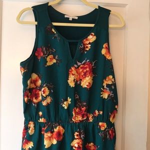 41 Hawthorn sleeveless green floral dress.